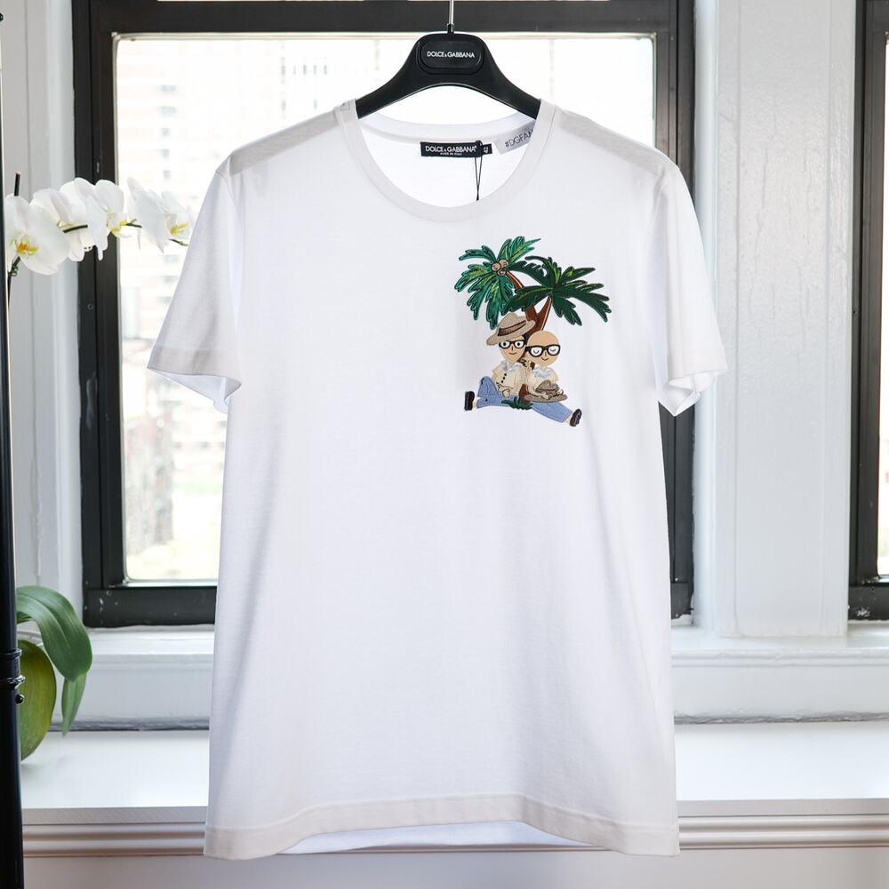 Dolce & Gabbana White Palm Embroidered T-shirt (Size: IT42, US6)